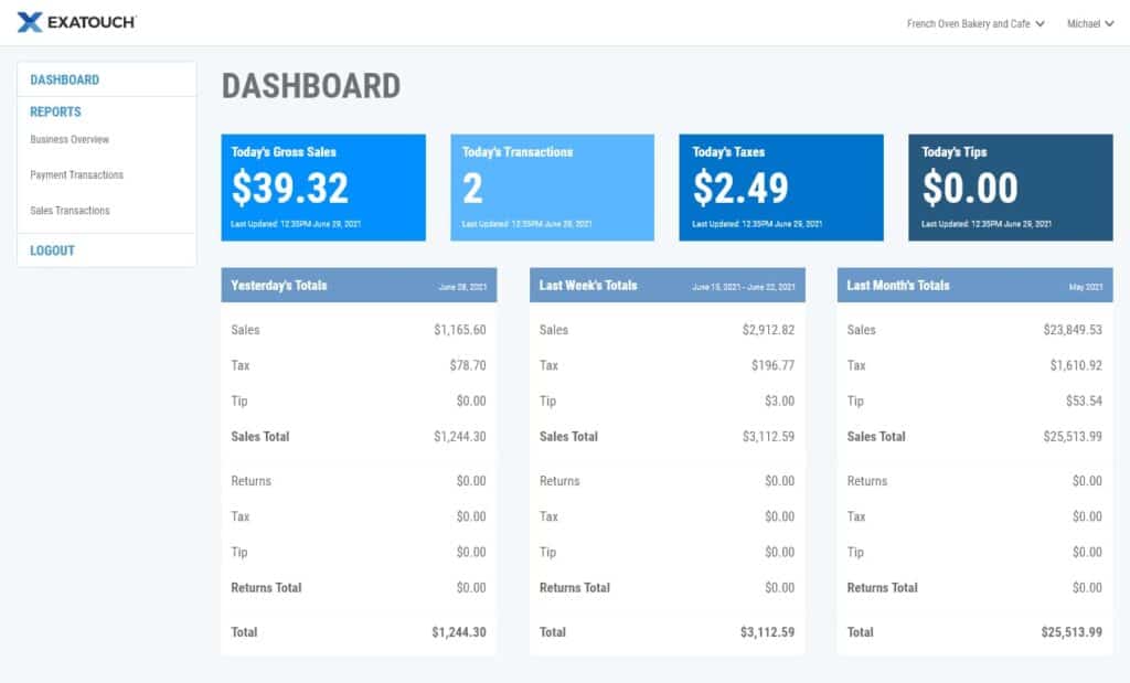 exatouch pos cloud dashboard